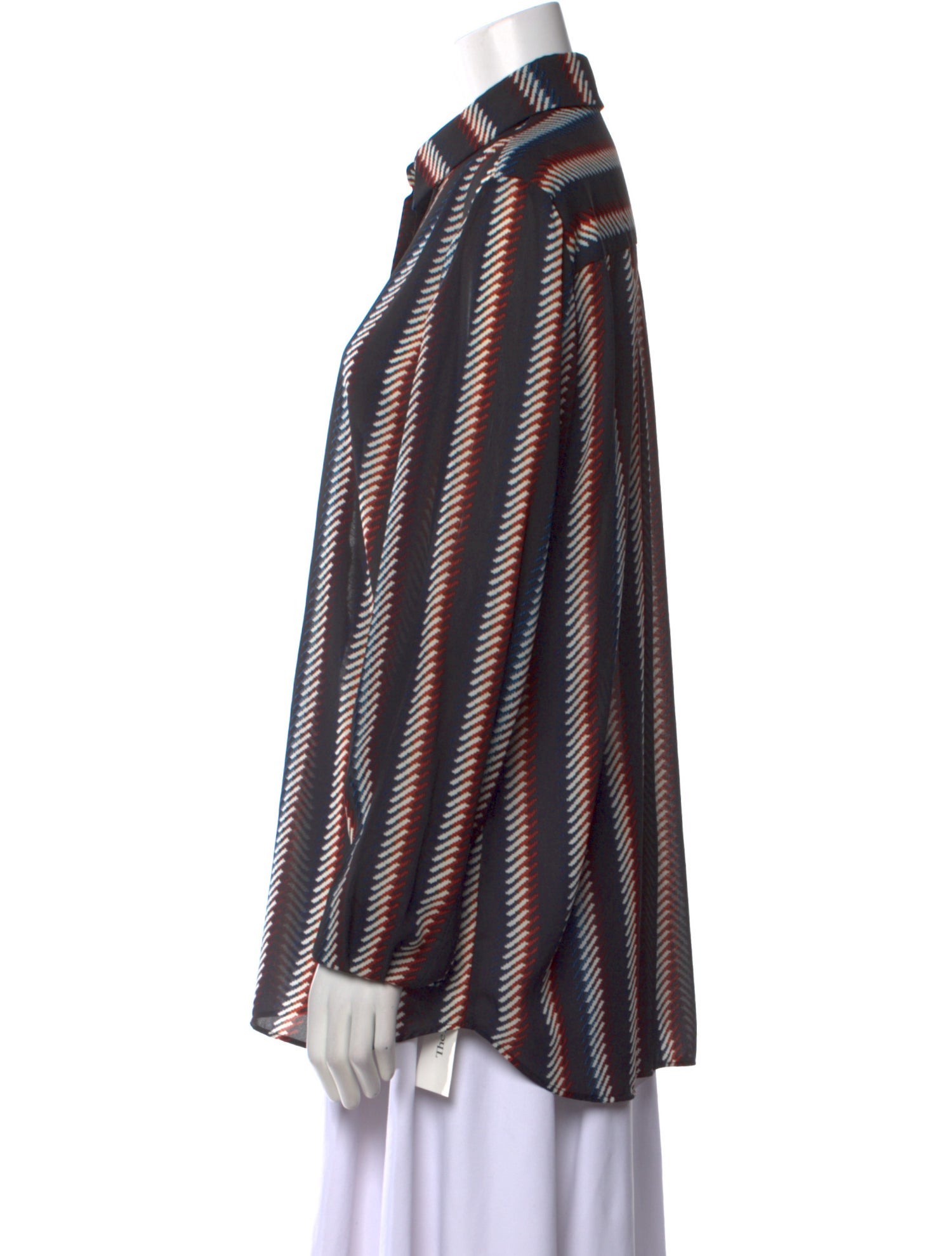 Elie Saab Striped Long Sleeve Button-Up Top