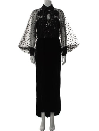 Elie Saab Mock Neck Long Dress