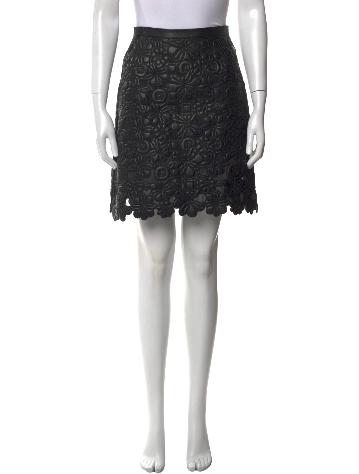 Elie Saab Lamb Leather Knee-Length Skirt w/ Tags