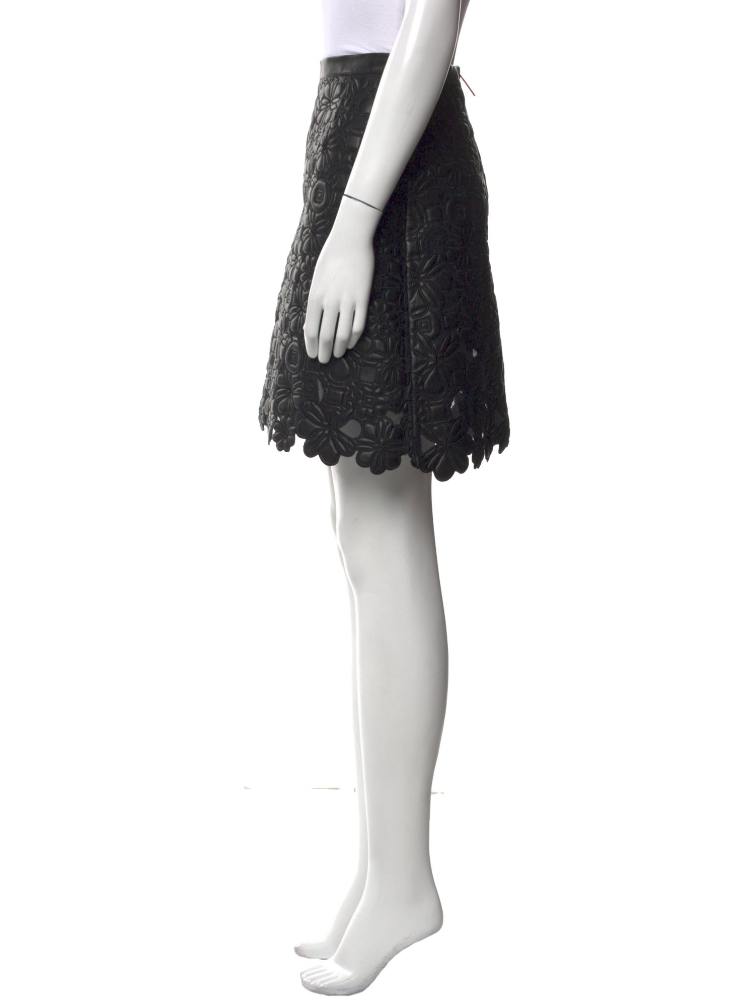 Elie Saab Lamb Leather Knee-Length Skirt w/ Tags