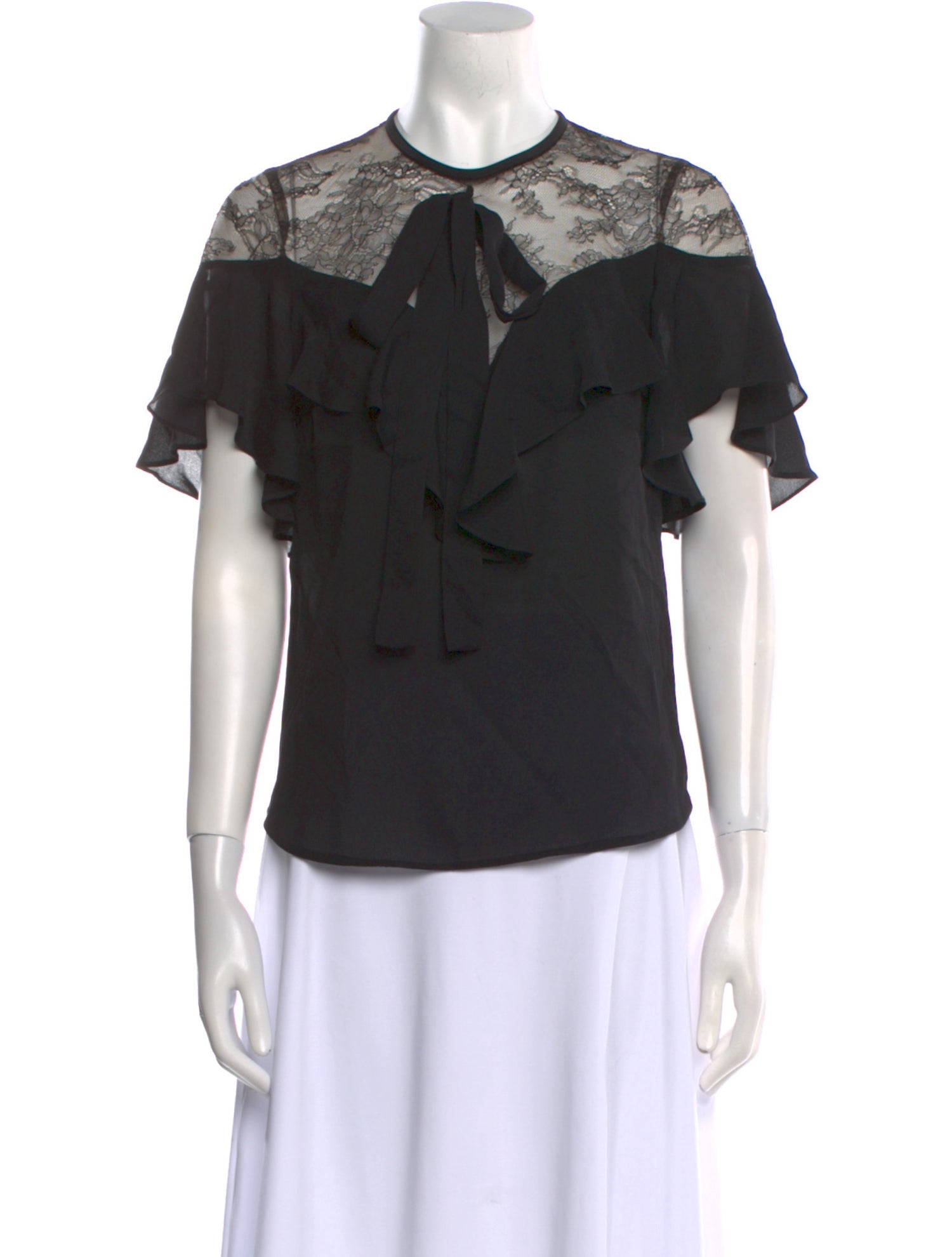 Elie Saab Silk Crew Neck Blouse