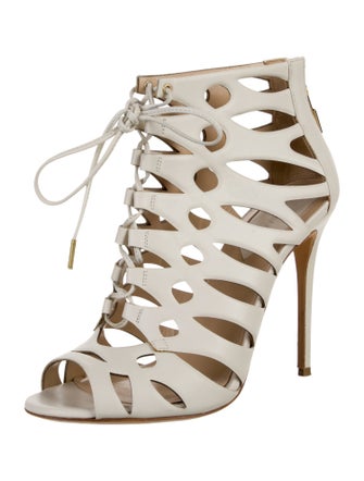 Elie Saab Leather Cutout Accent Sandals