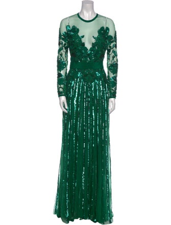 Elie Saab Scoop Neck Long Dress