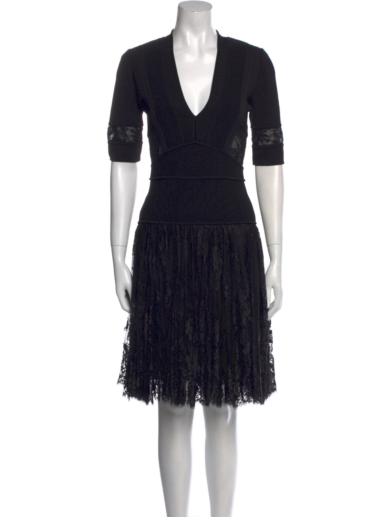 Elie Saab V-Neck Knee-Length Dress