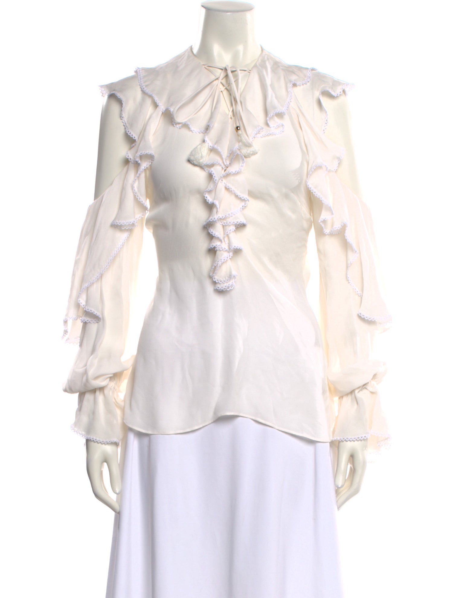 Elie Saab Silk Mock Neck Blouse