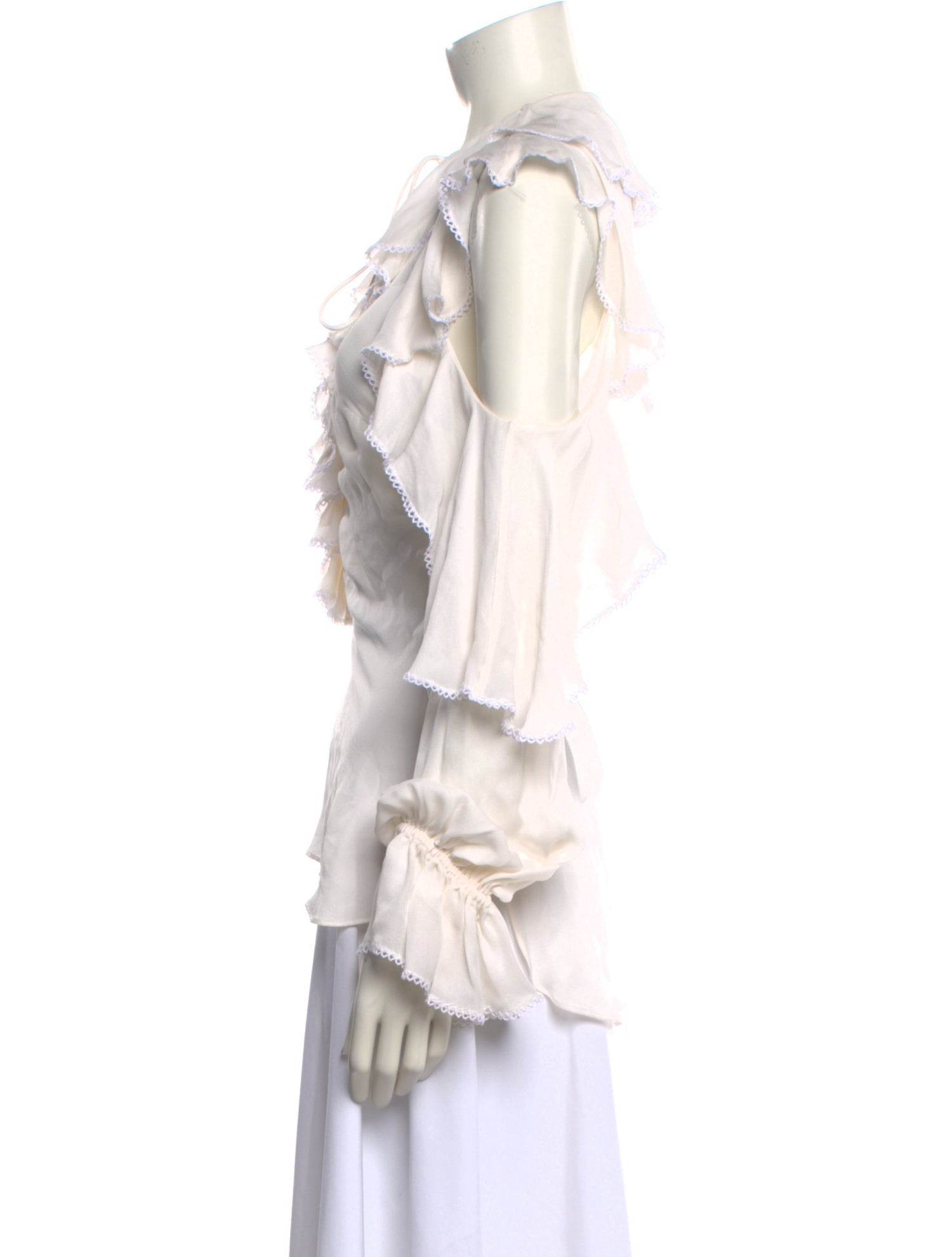 Elie Saab Silk Mock Neck Blouse