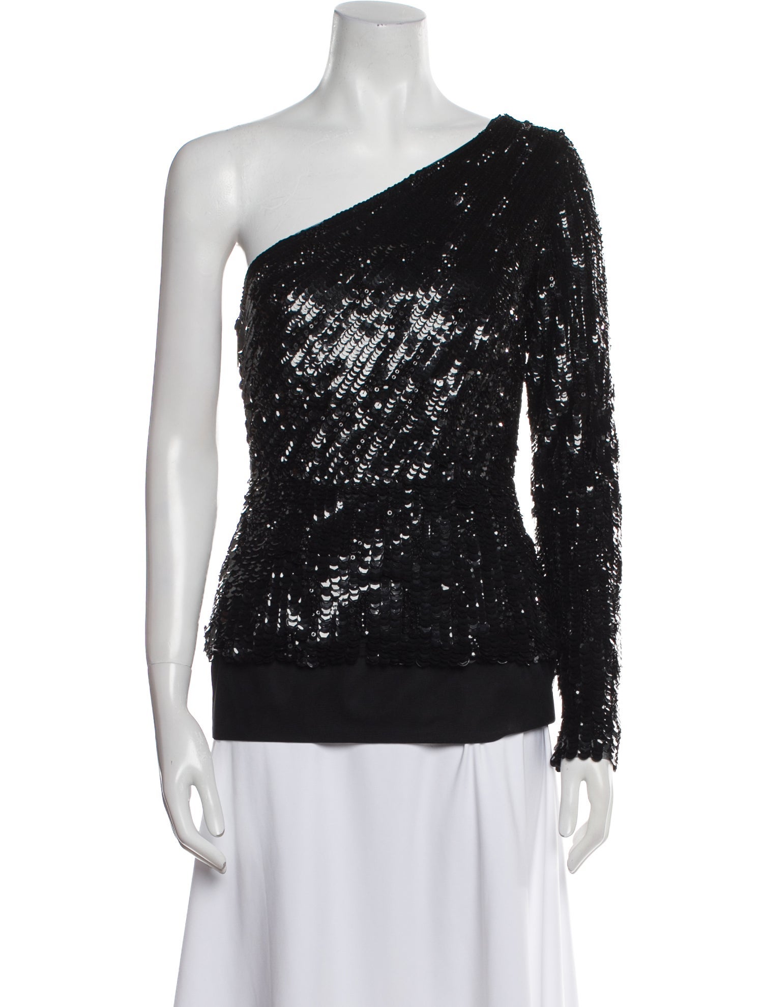 Elie Saab One-Shoulder Long Sleeve Top