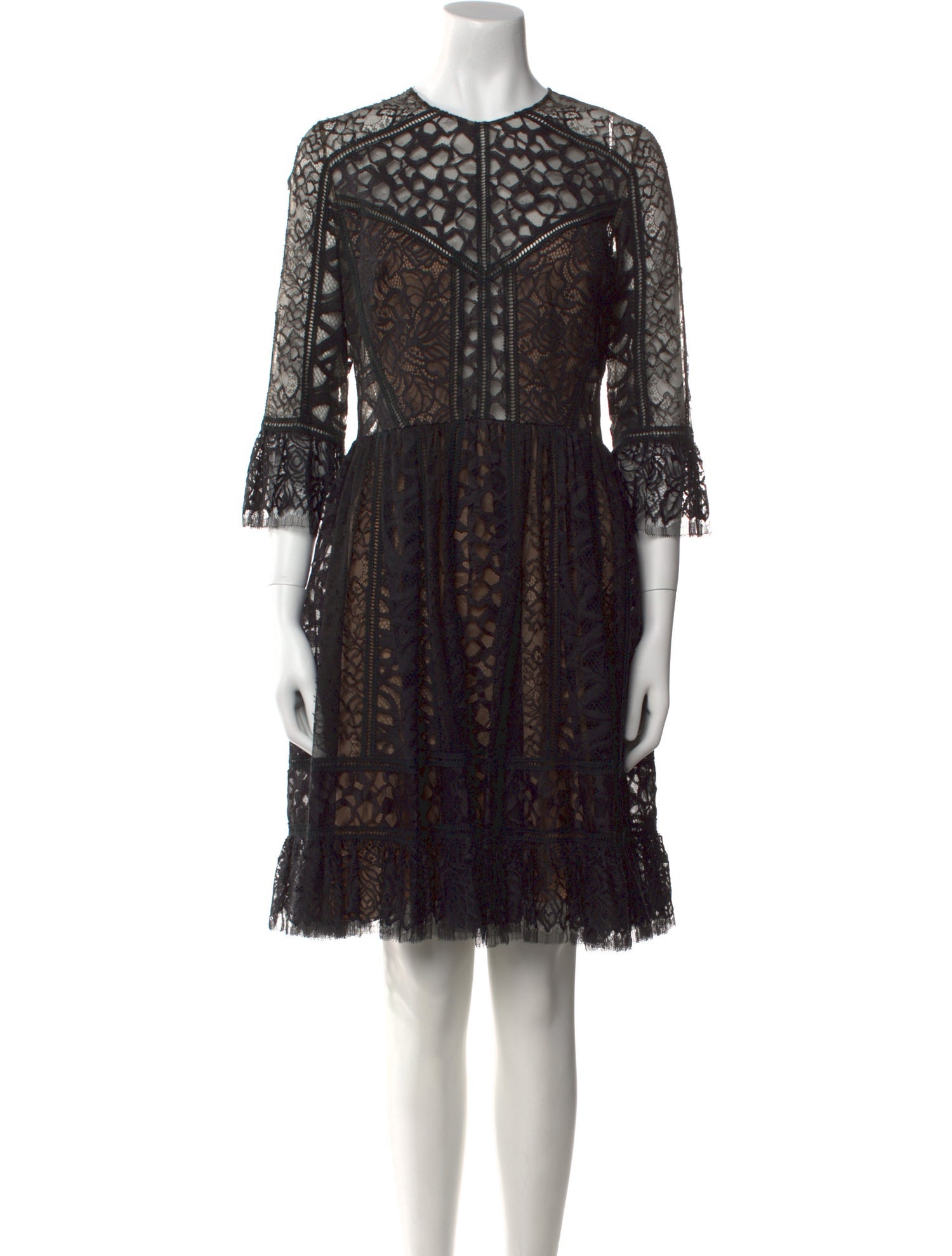 Elie Saab Lace Pattern Knee-Length Dress