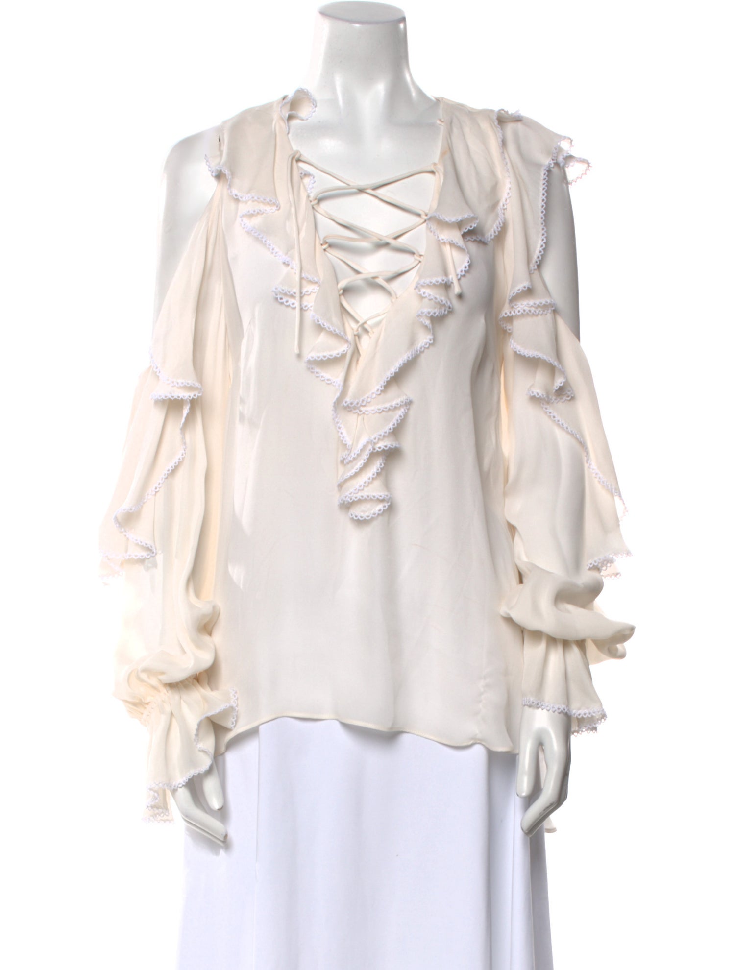 Elie Saab Silk V-Neck Blouse