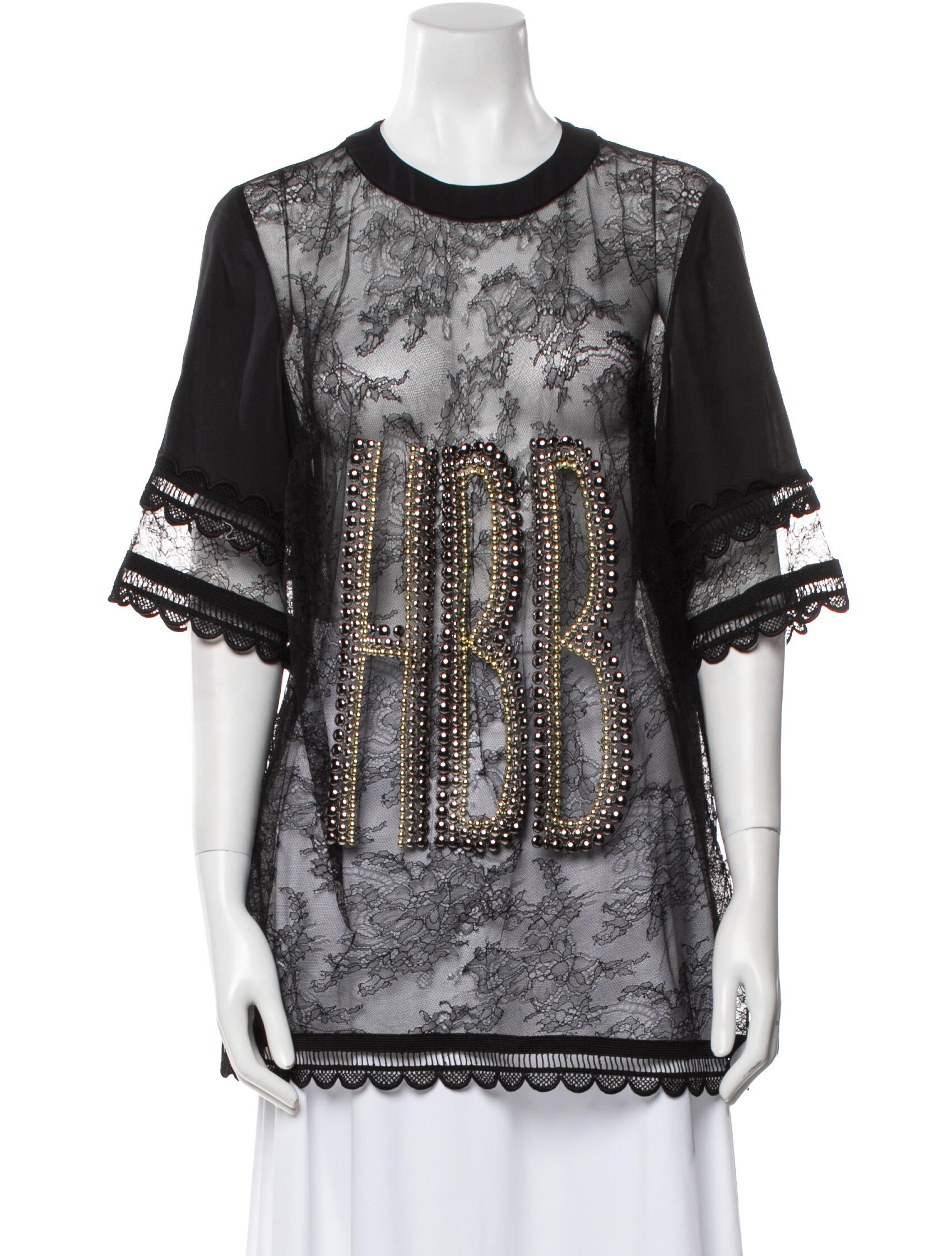 Elie Saab Lace Pattern Crew Neck Tunic