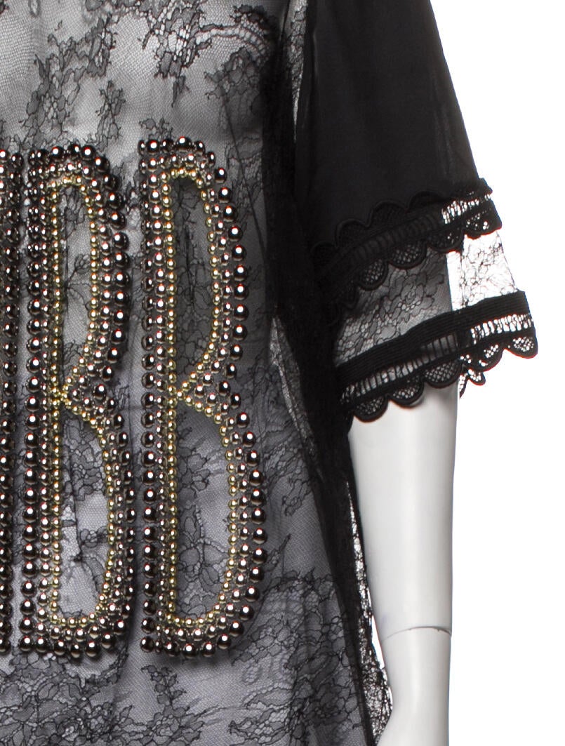 Elie Saab Lace Pattern Crew Neck Tunic