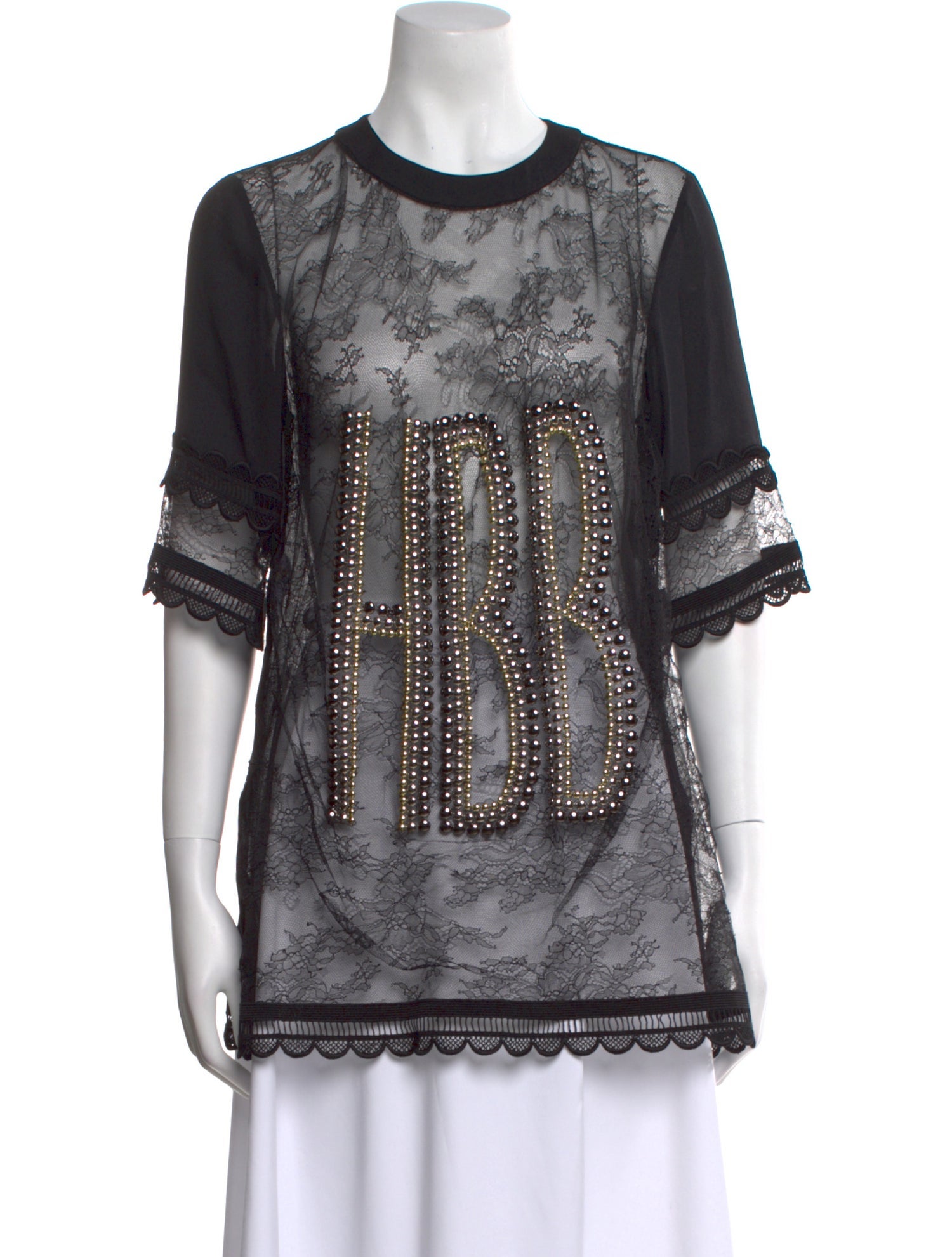 Elie Saab Lace Pattern Crew Neck Tunic