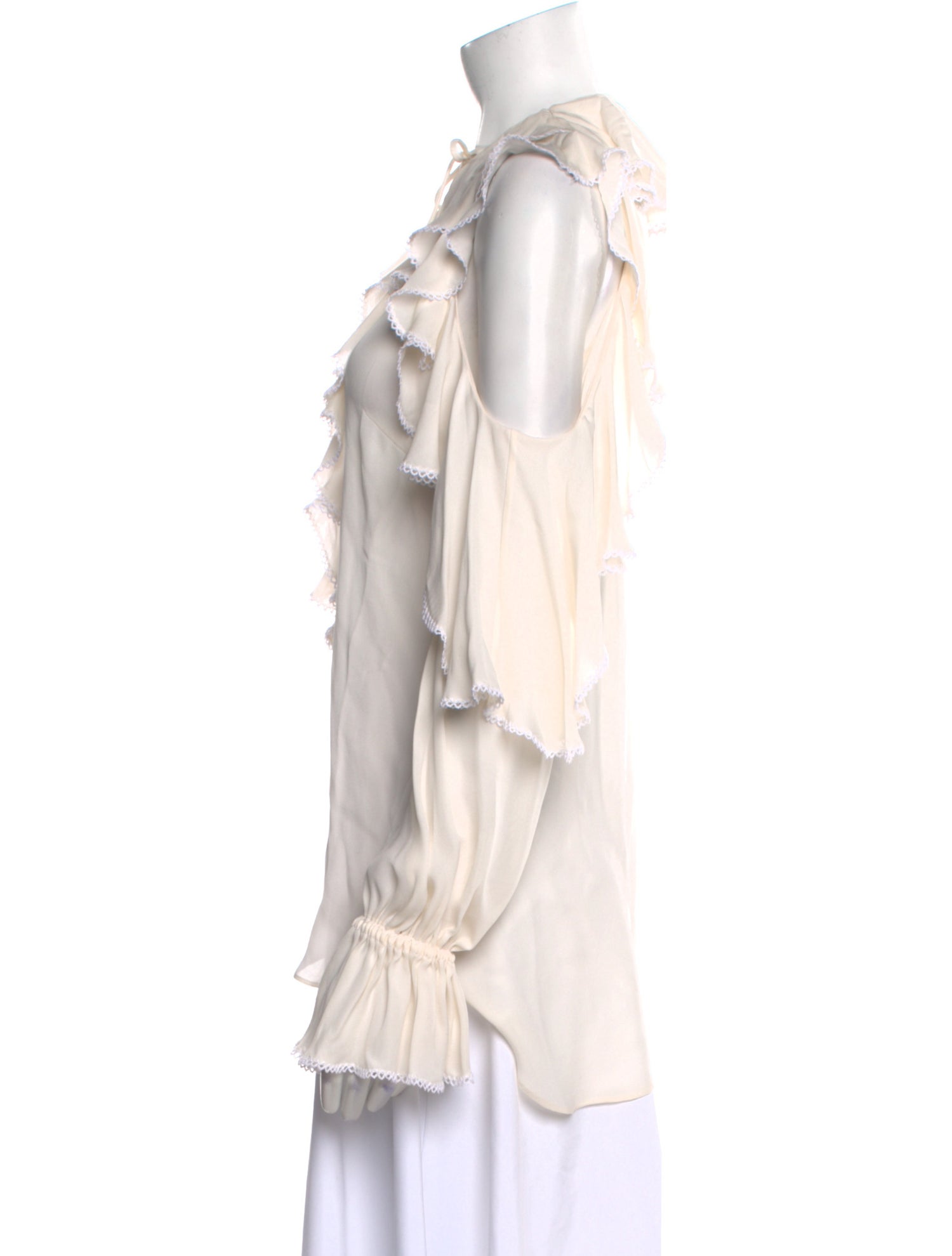 Elie Saab Silk Mock Neck Blouse