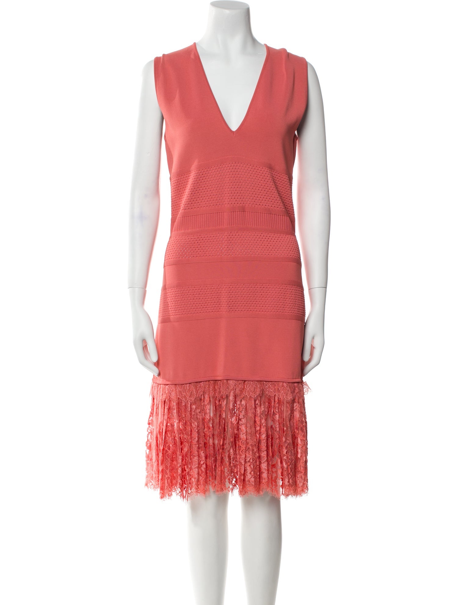 Elie Saab V-Neck Knee-Length Dress