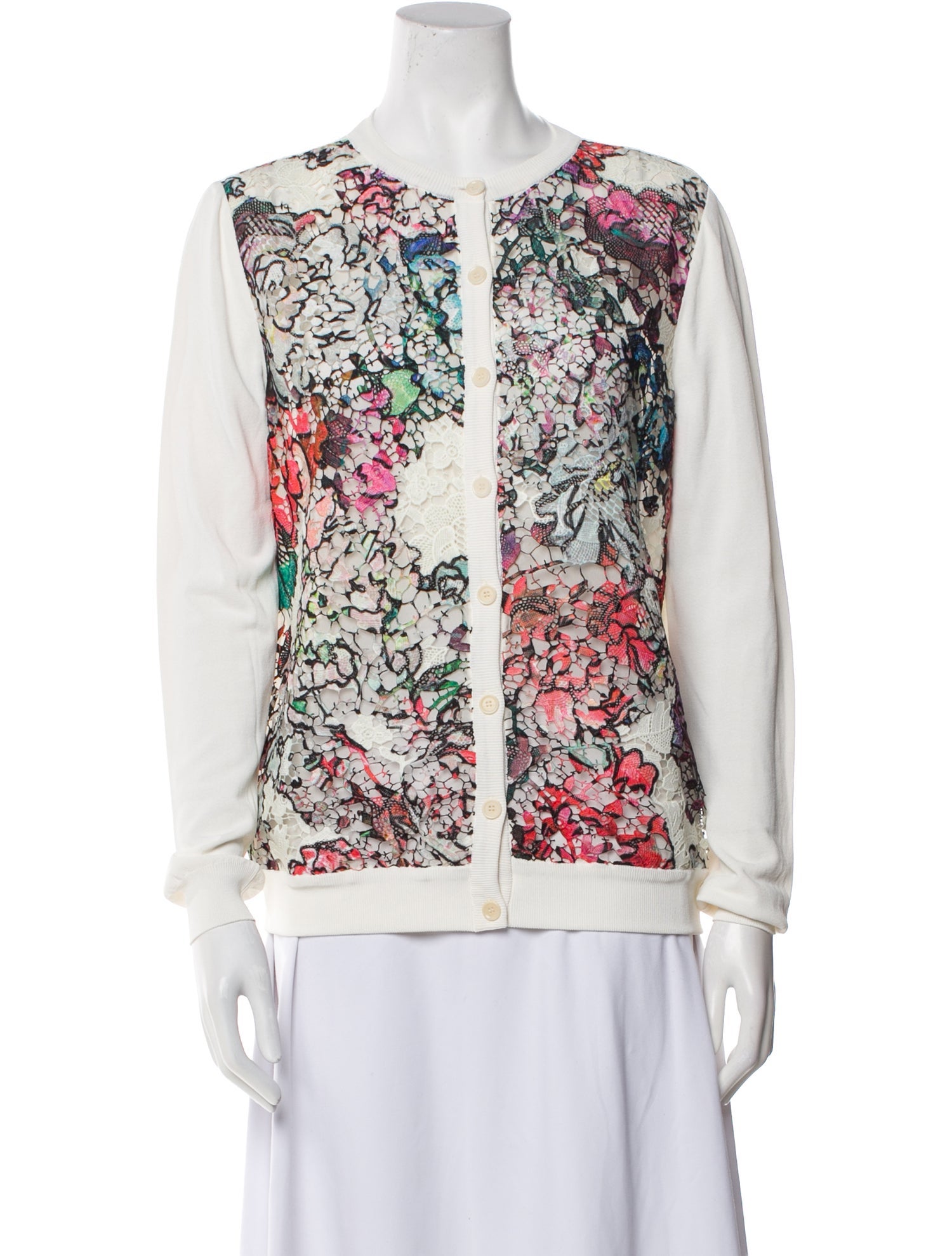 Elie Saab Floral Print Crew Neck Sweater