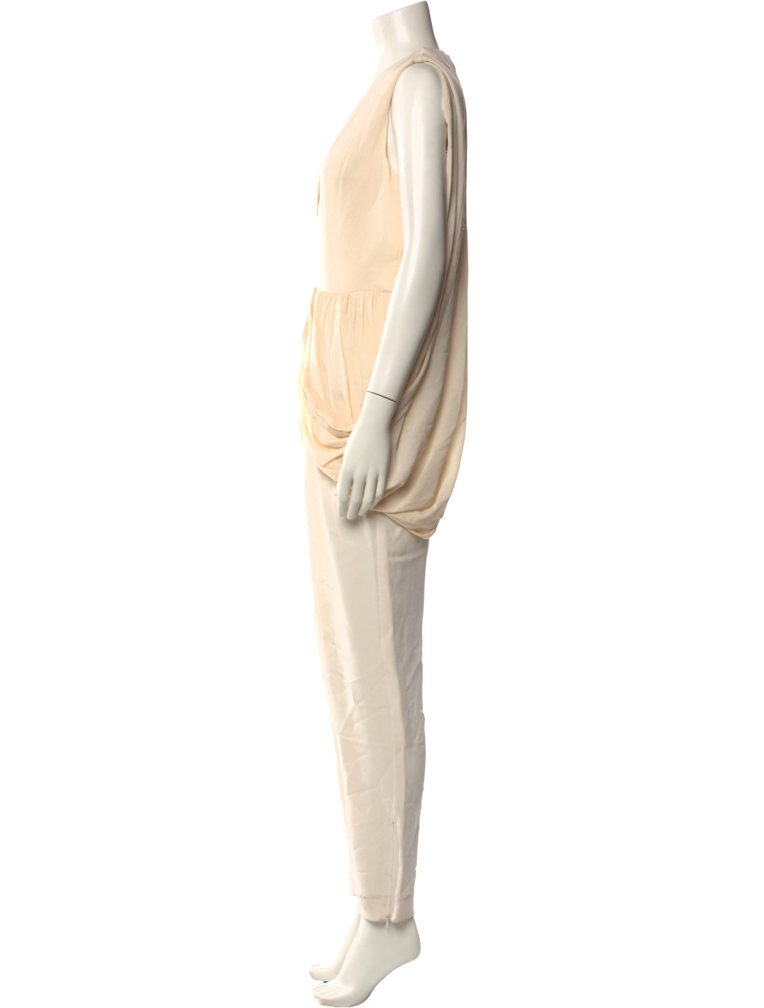 Elie Saab Silk Plunge Neckline Jumpsuit