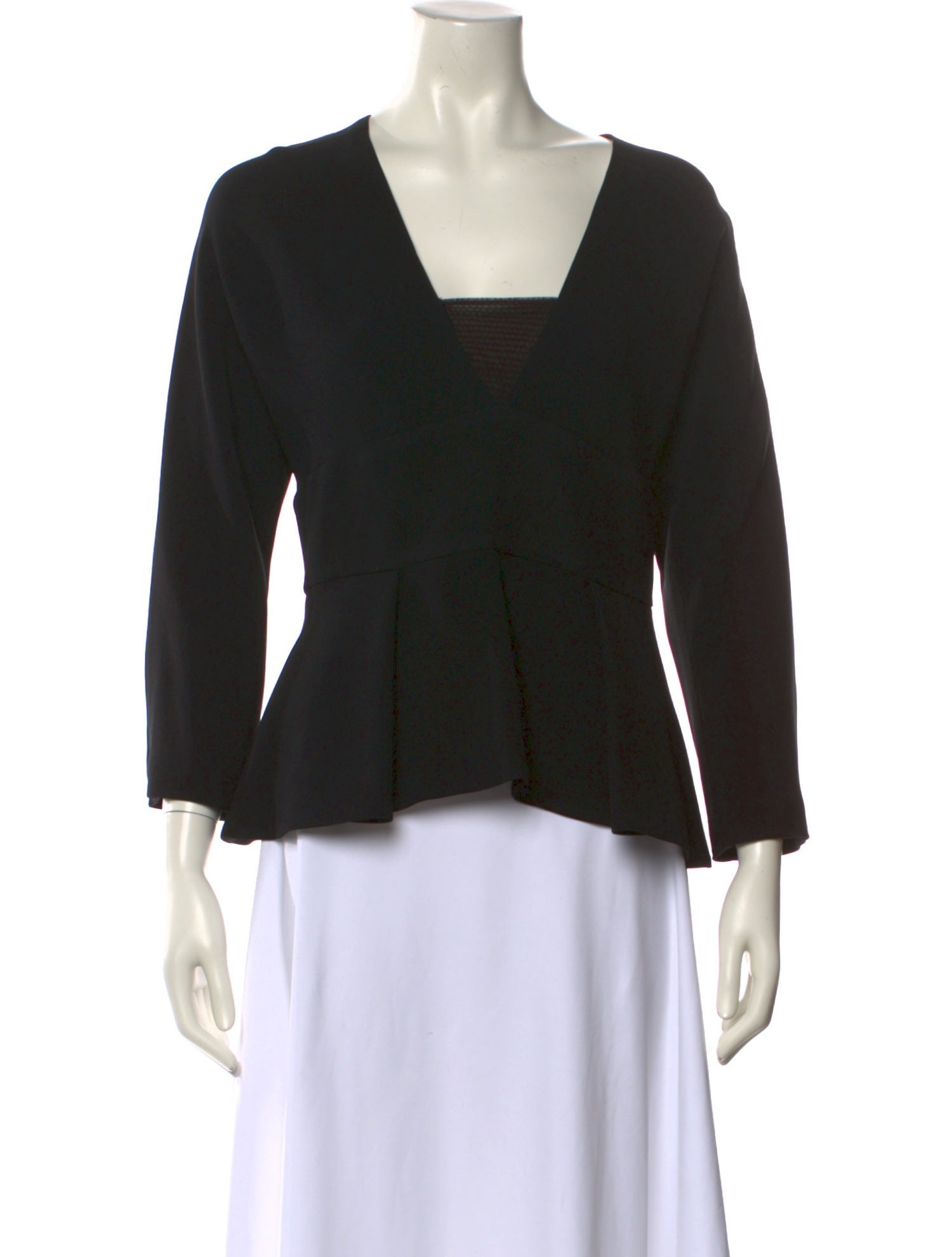 Elie Saab Square Neckline Three-Quarter Sleeve Crop Top