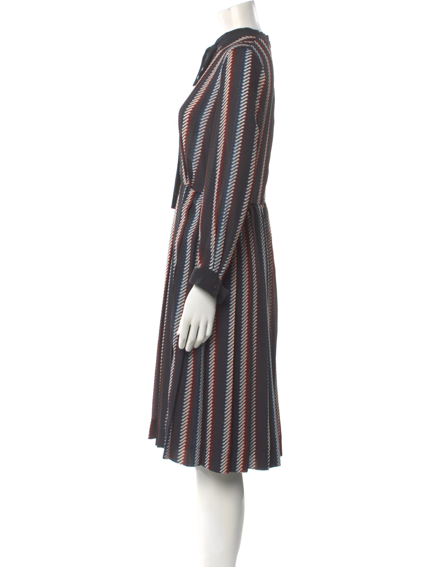 Elie Saab Striped Midi Length Dress