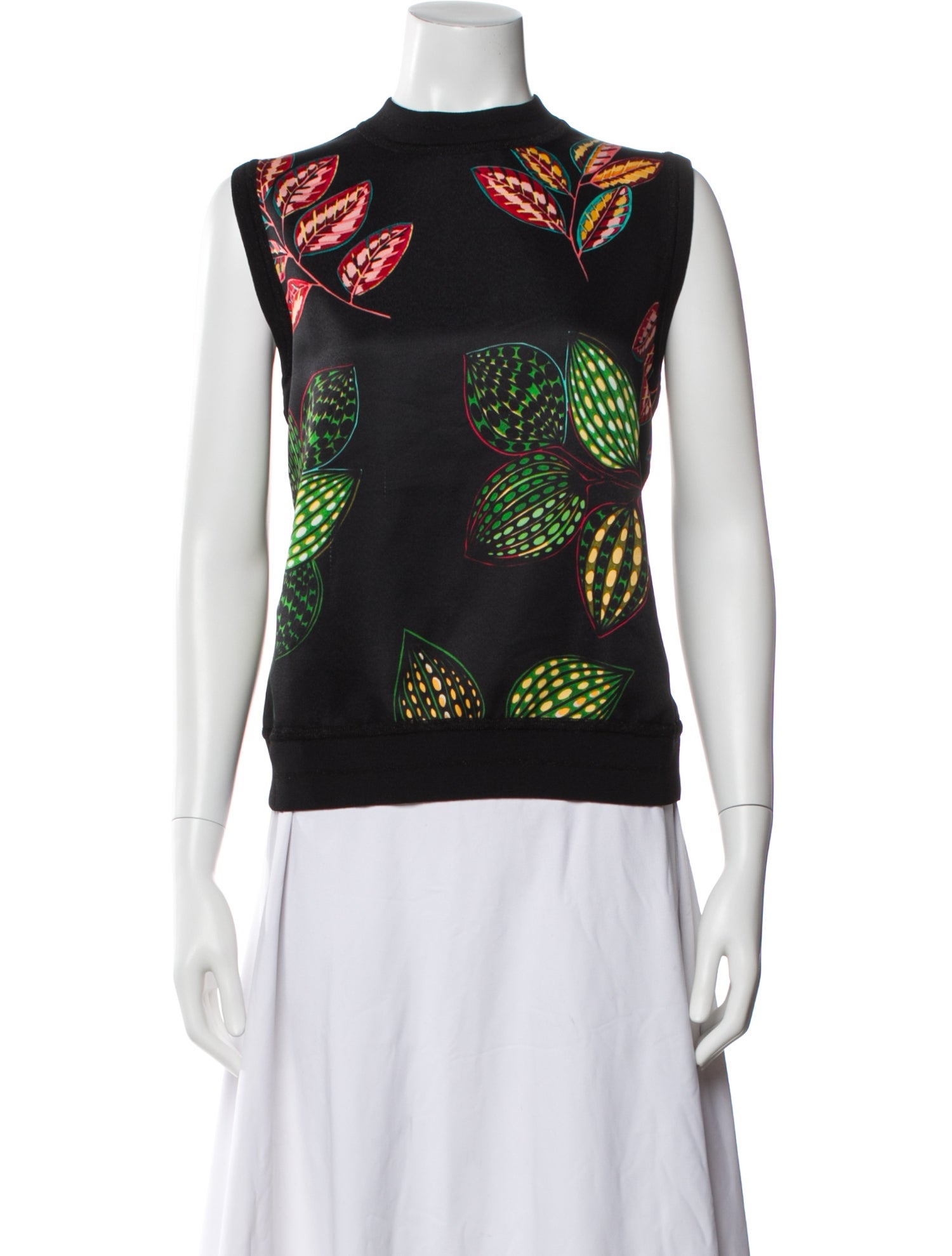 Elie Saab Floral Print Mock Neck Top