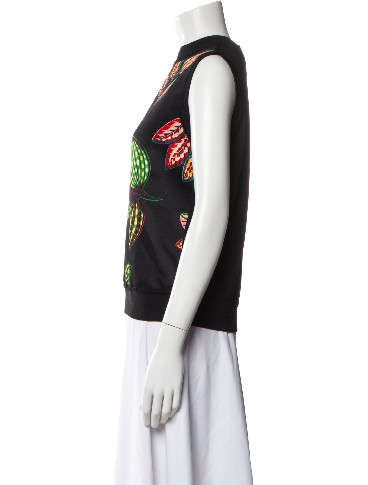 Elie Saab Floral Print Mock Neck Top