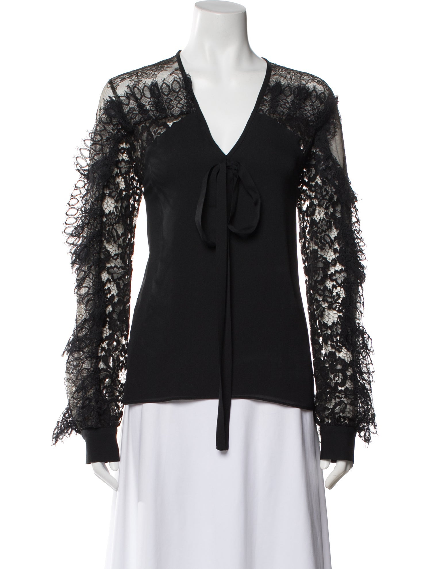 Elie Saab Lace Pattern V-Neck Blouse
