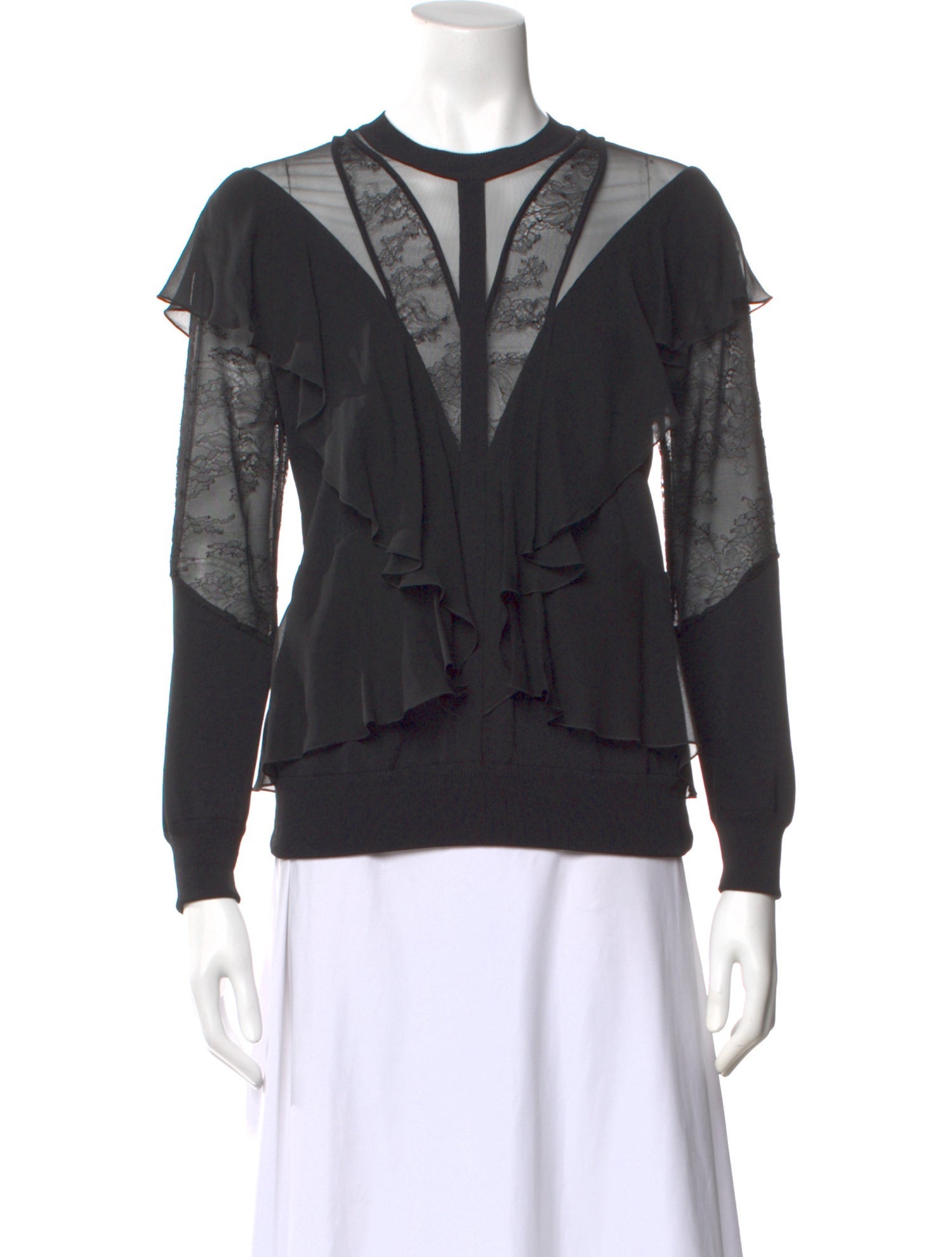 Elie Saab Lace Pattern Crew Neck Top