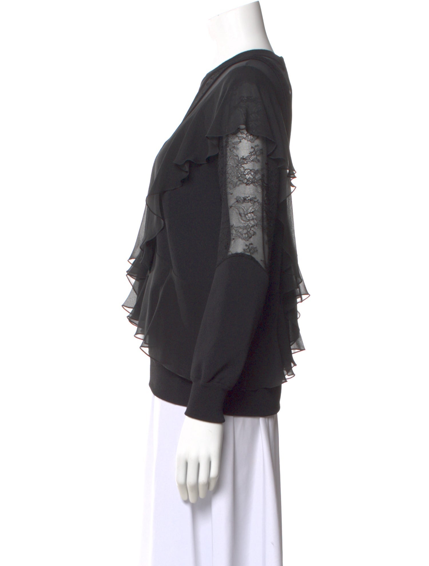 Elie Saab Lace Pattern Crew Neck Top