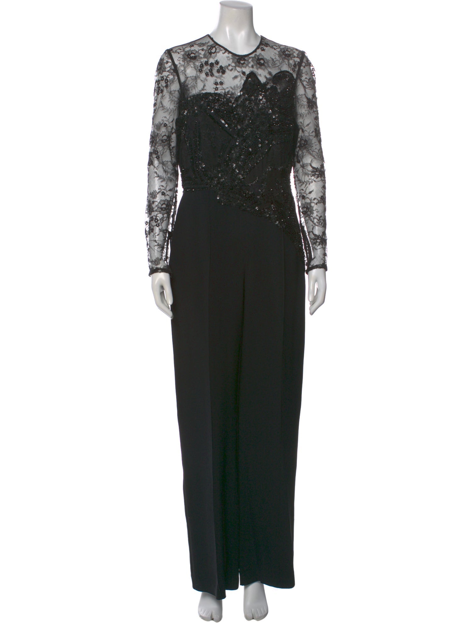 Elie Saab Lace Pattern Crew Neck Jumpsuit