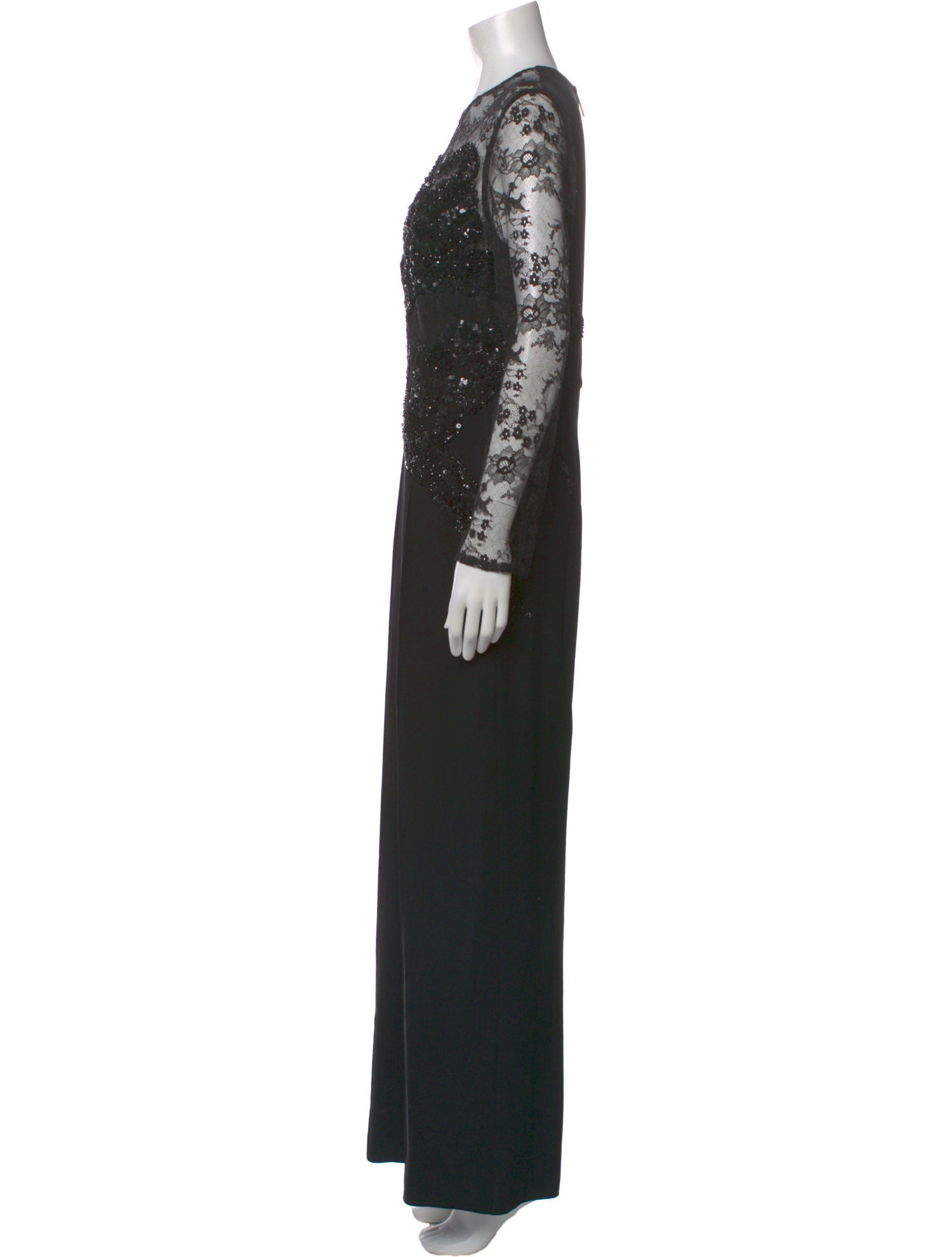 Elie Saab Lace Pattern Crew Neck Jumpsuit
