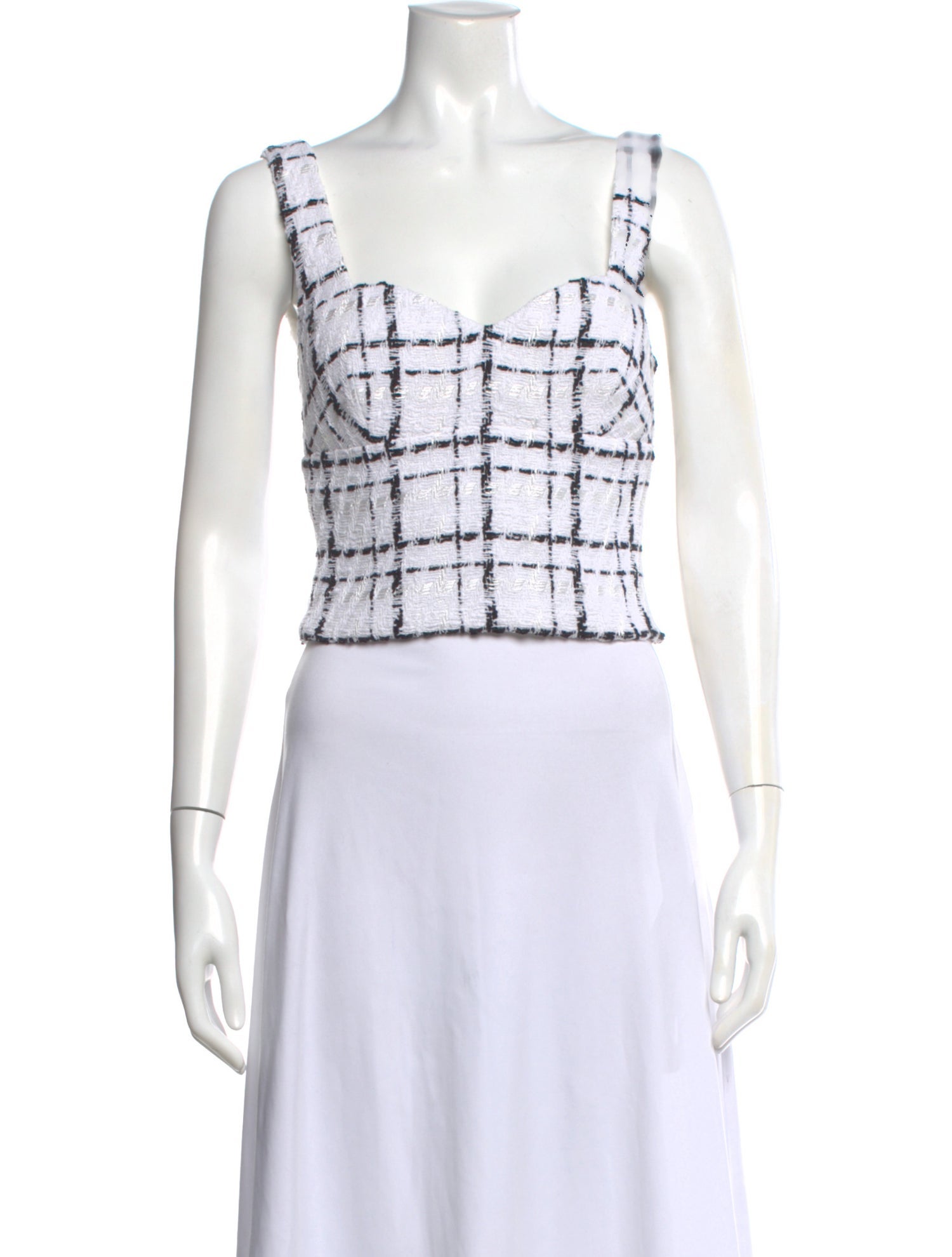 Elie Saab Plaid Print V-Neck Crop Top w/ Tags