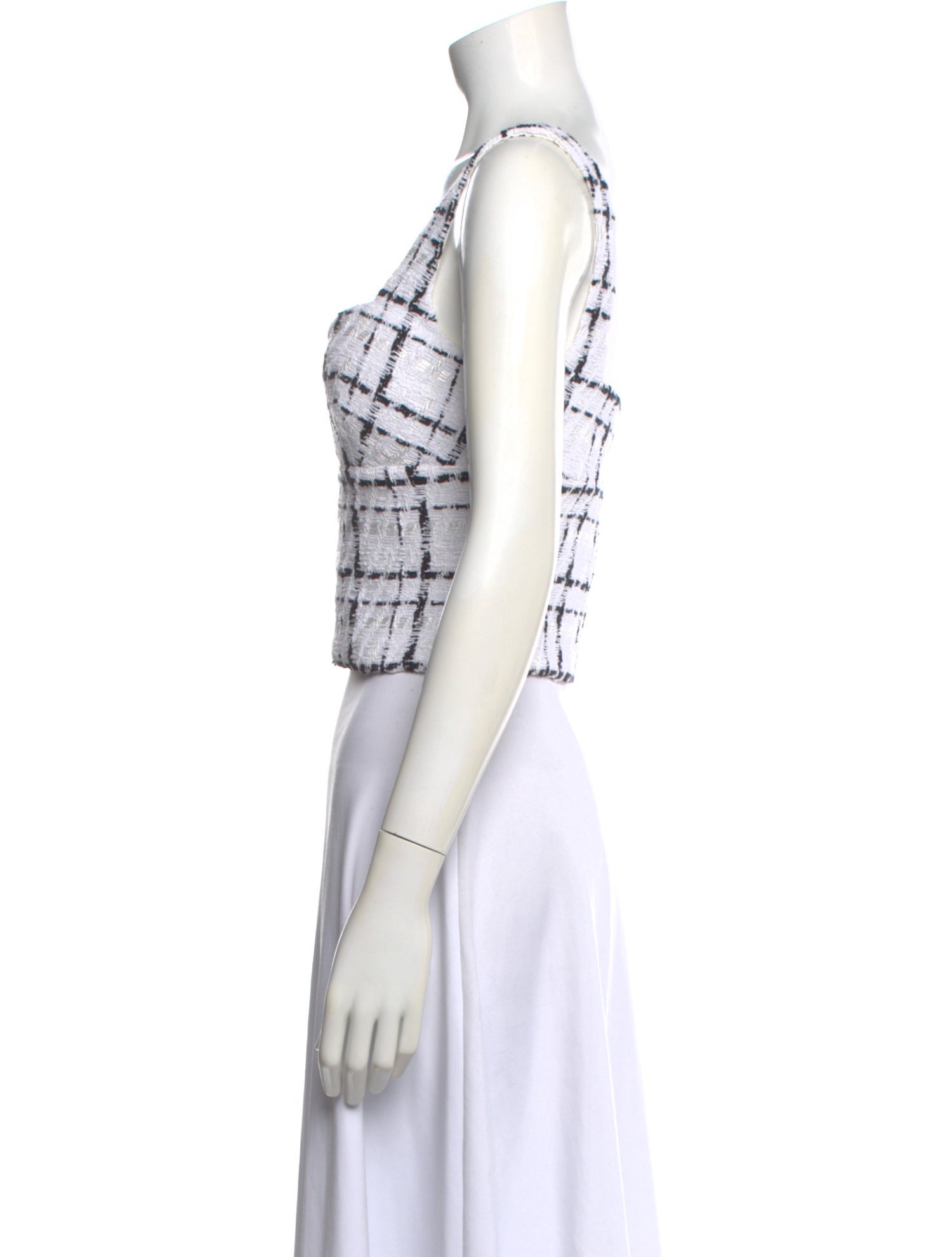 Elie Saab Plaid Print V-Neck Crop Top w/ Tags