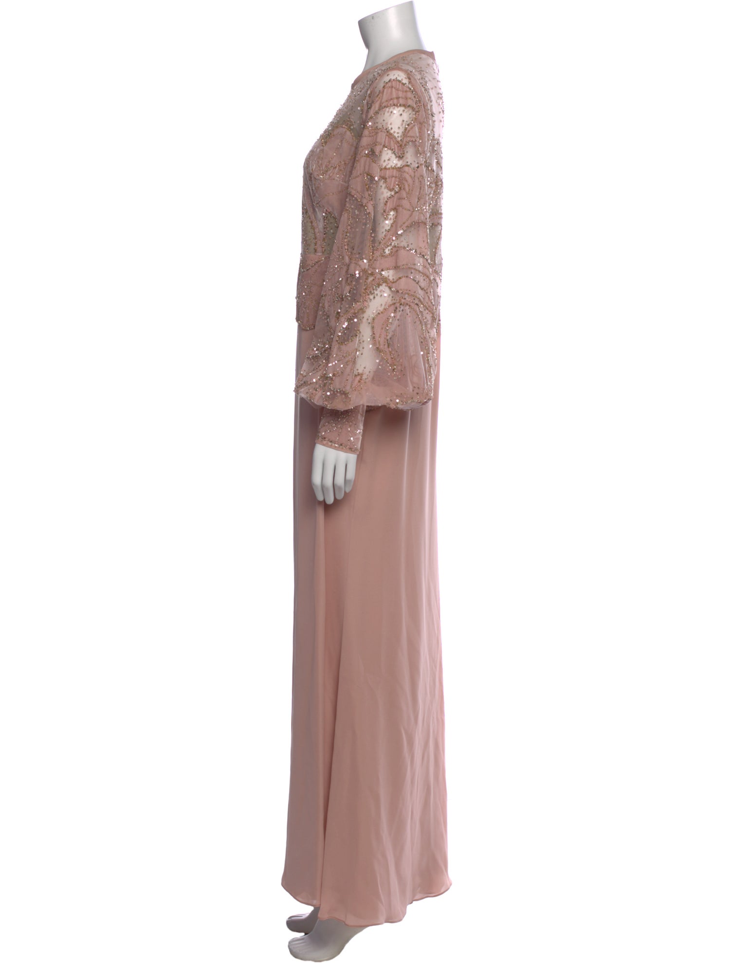 Elie Saab Sequin Embellished Long-Sleeve Dress