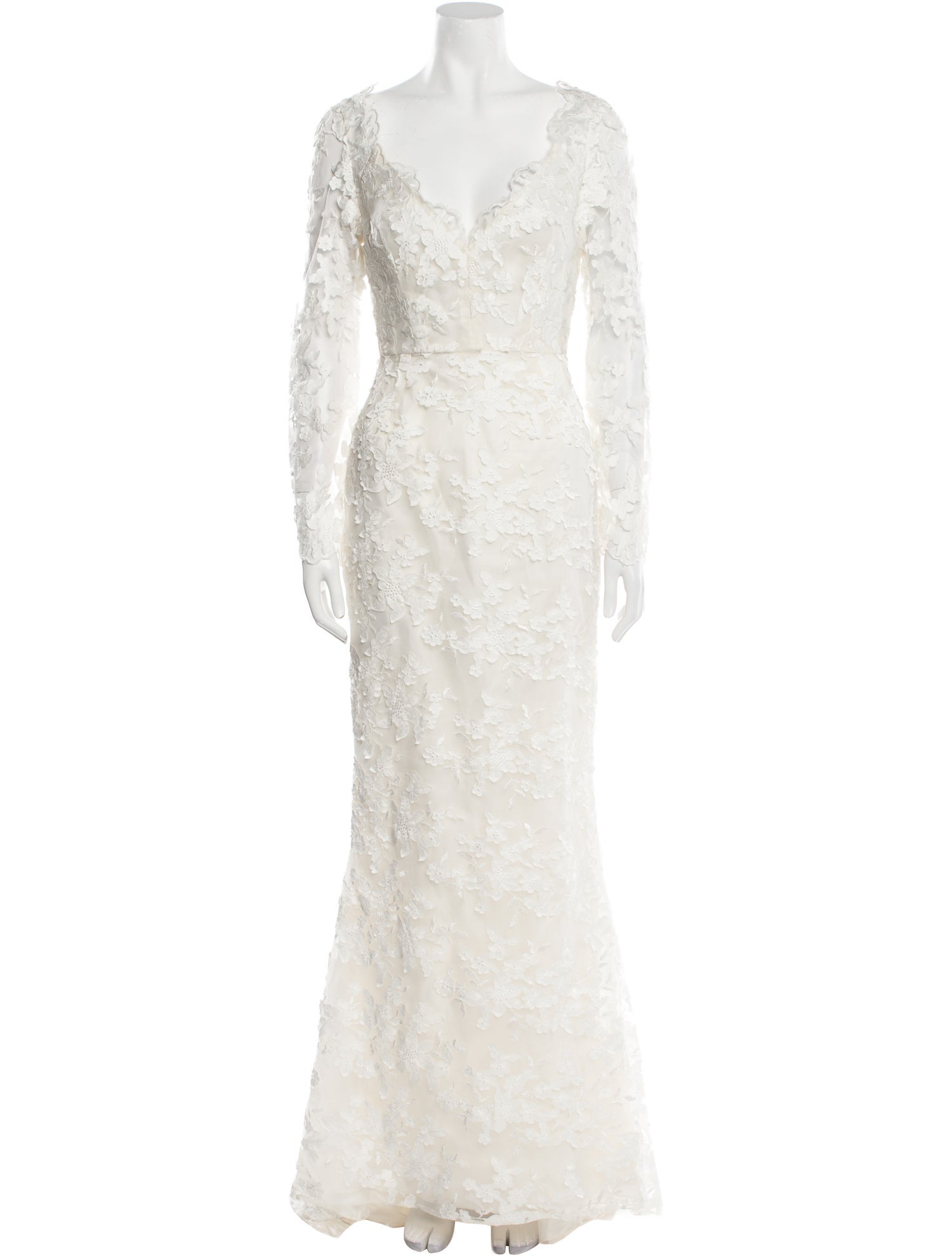 Elizabeth Fillmore Lace Pattern Long Dress