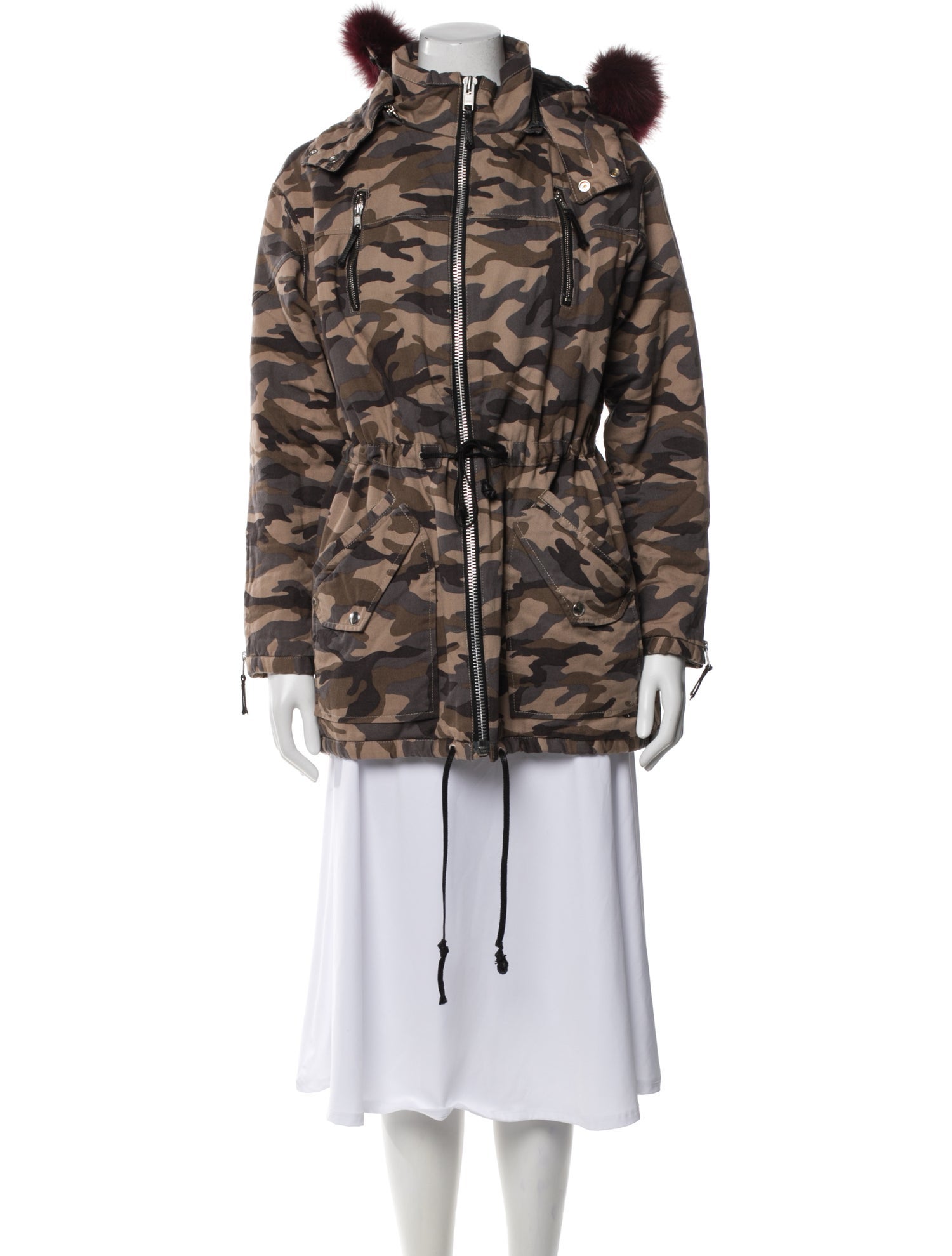 Elizabeth Fillmore Camouflage Print Fur Coat