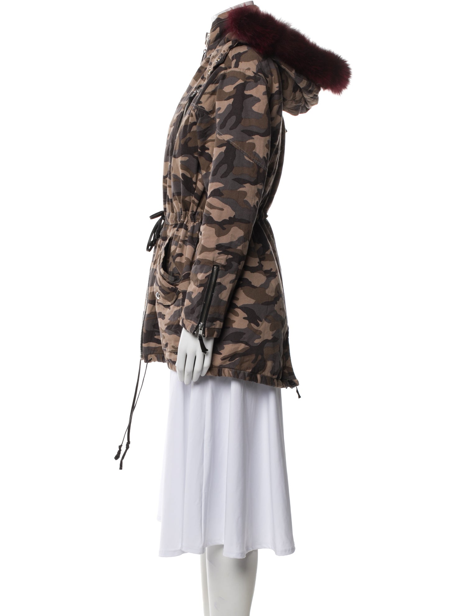 Elizabeth Fillmore Camouflage Print Fur Coat