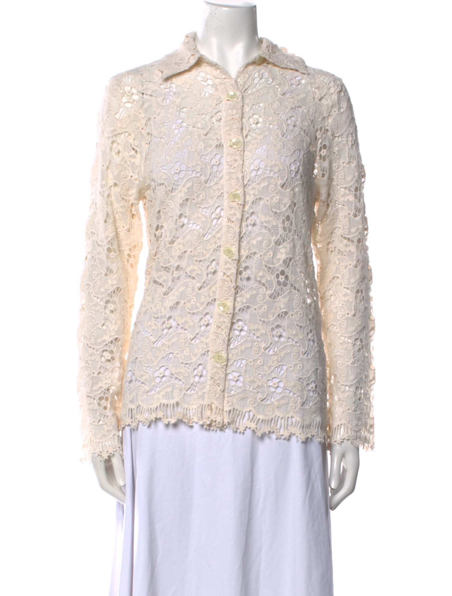 éliou Lace Pattern Mock Neck Button-Up Top w/ Tags