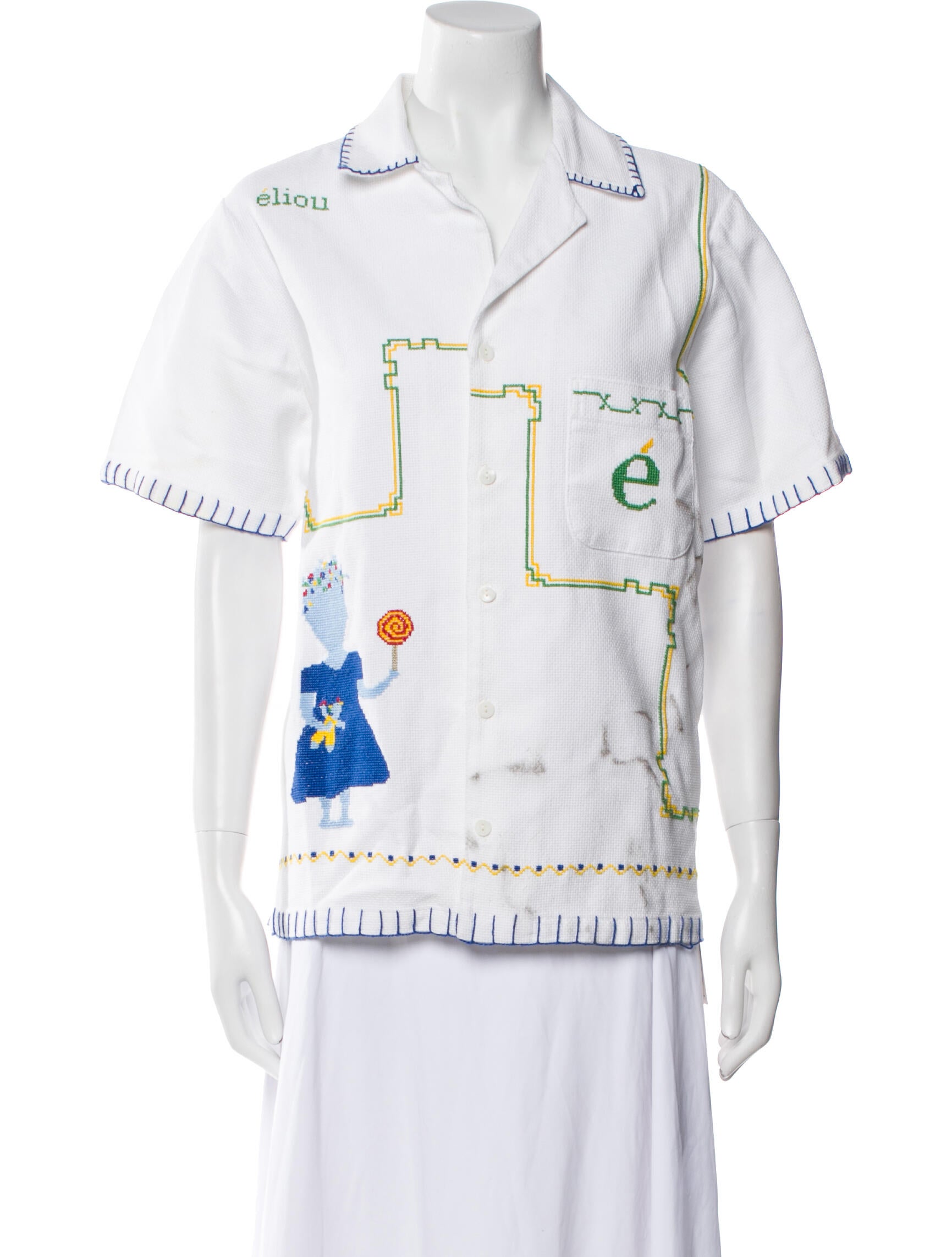 éliou Printed Short Sleeve Button-Up Top