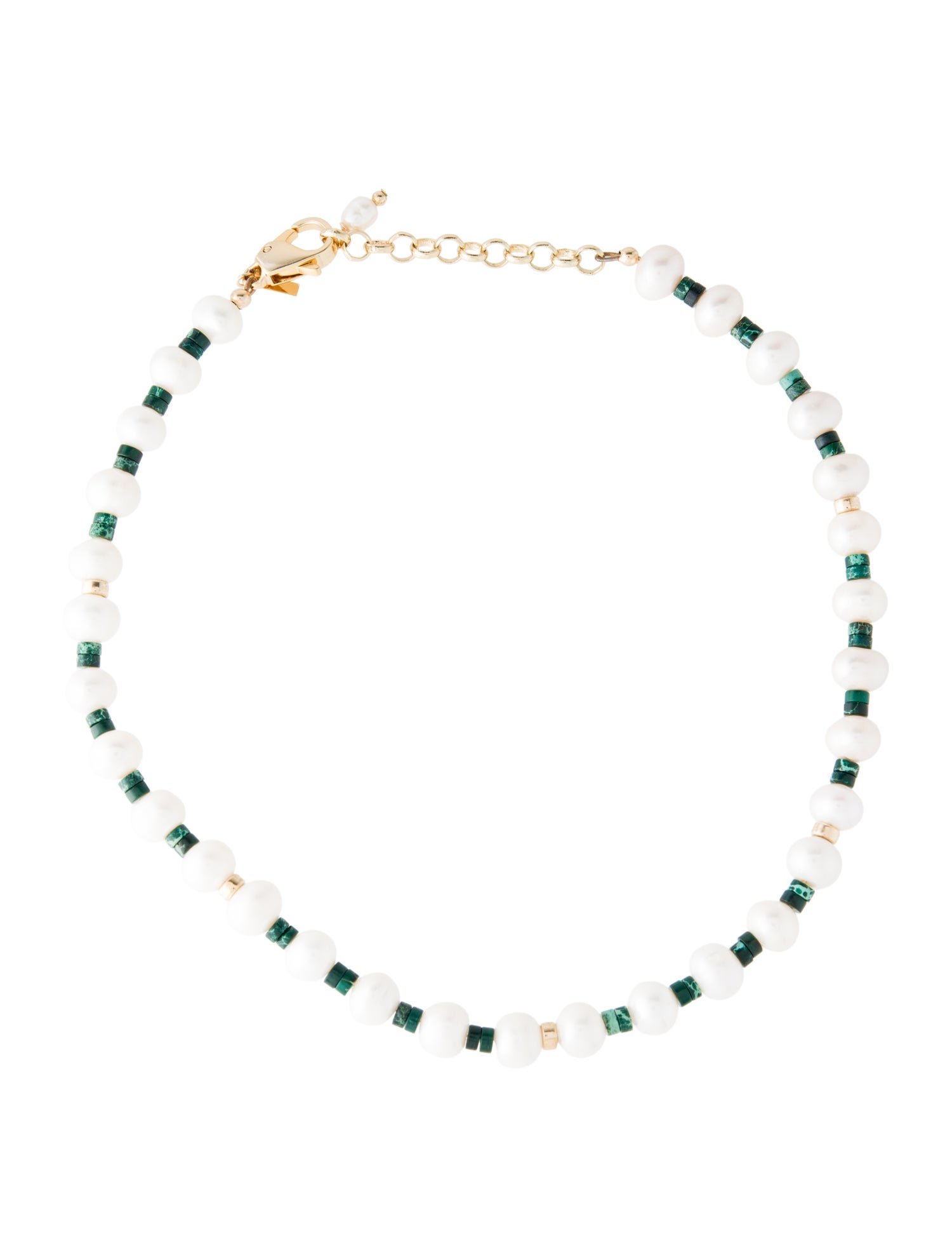 éliou Pearl & Green Stone Bead Strand
