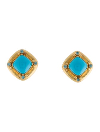 Elizabeth Locke 19K Turquoise & Zircon Earclips