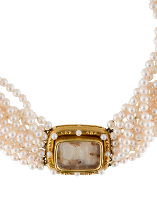 Elizabeth Locke 18K Mother of Pearl Doublet & Pearl Multistrand Necklace