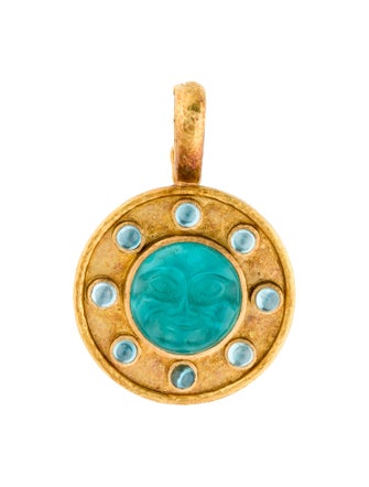 Elizabeth Locke 19K Mother Of Pearl & Zircon Man In The Moon Pendant