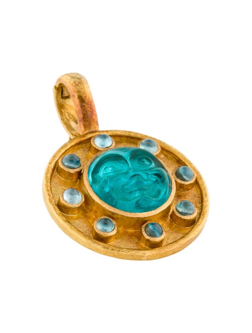 Elizabeth Locke 19K Mother Of Pearl & Zircon Man In The Moon Pendant