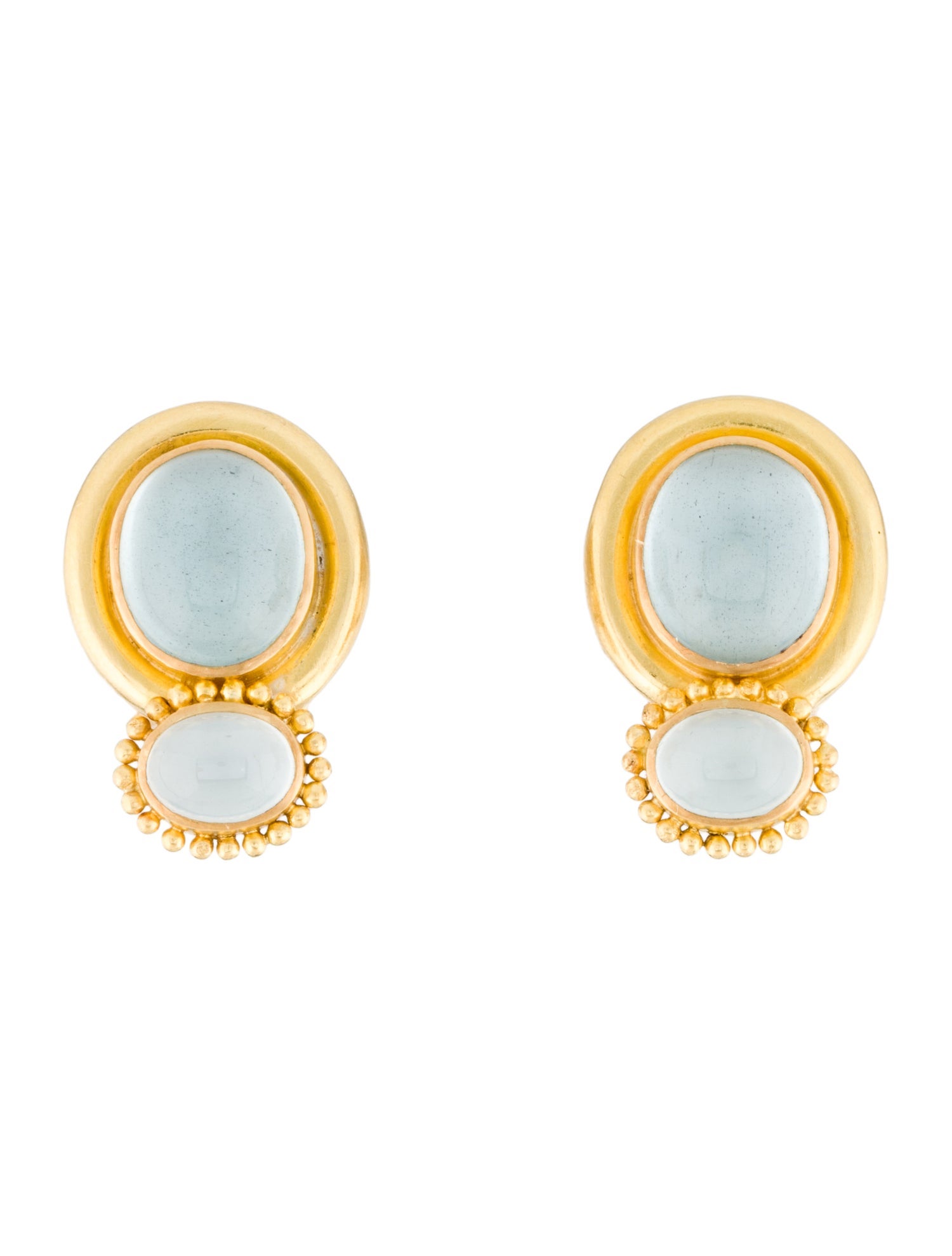 Elizabeth Locke 19K Mother of Pearl & Aquamarine Doublet Convertible Earclips