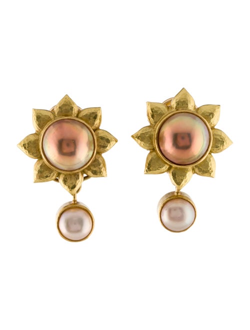 Elizabeth Locke 18K Pearl Drop Earclips