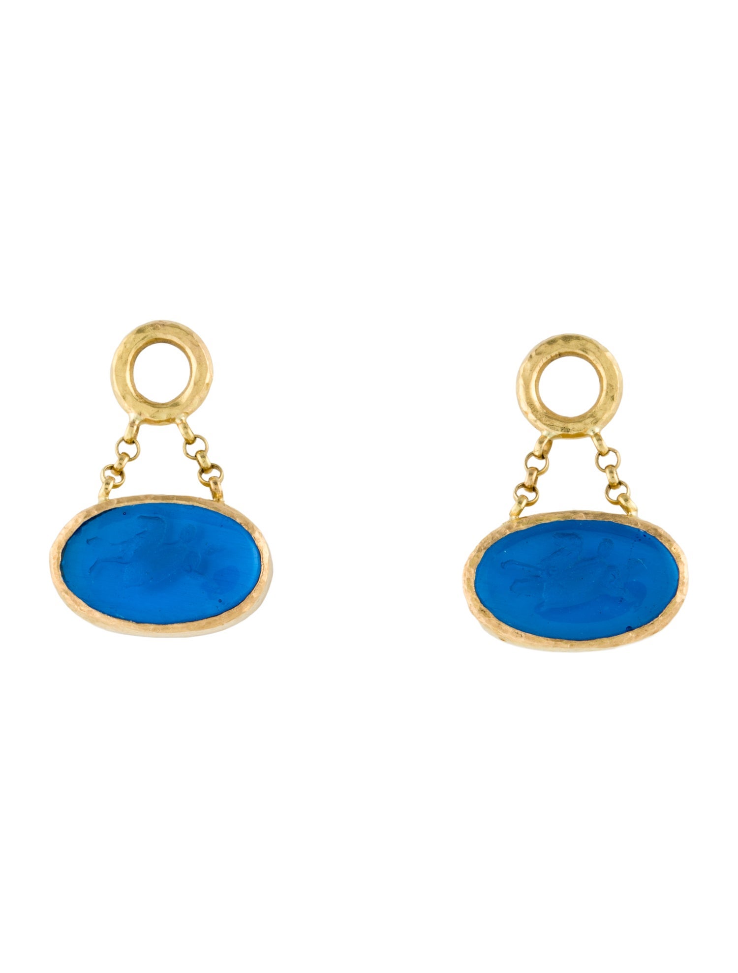 Elizabeth Locke Mother of Pearl & Venetian Glass Intaglio Pegasus Chain Drop Earring Enhancers