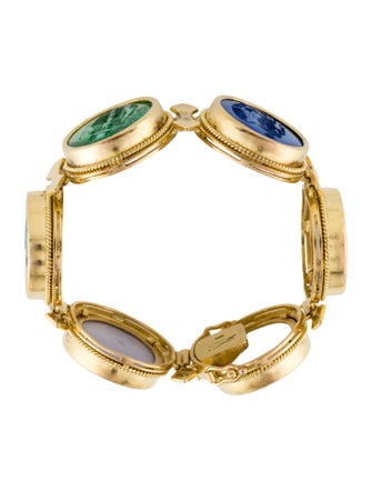 Elizabeth Locke 19K Mother Of Pearl & Venetian Glass Link Bracelet