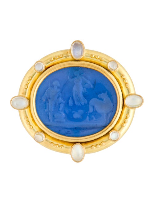 Elizabeth Locke 18K Mother Of Pearl, Glass Doublet & Moonstone Brooch