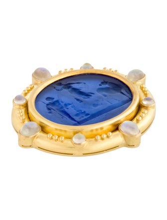 Elizabeth Locke 18K Mother Of Pearl, Glass Doublet & Moonstone Brooch