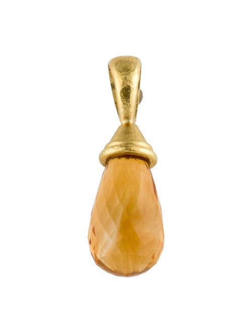 Elizabeth Locke 18K Citrine Drop Pendant