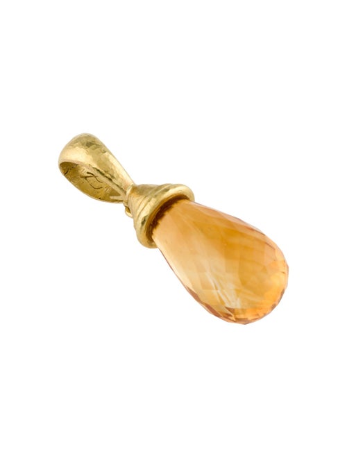 Elizabeth Locke 18K Citrine Drop Pendant